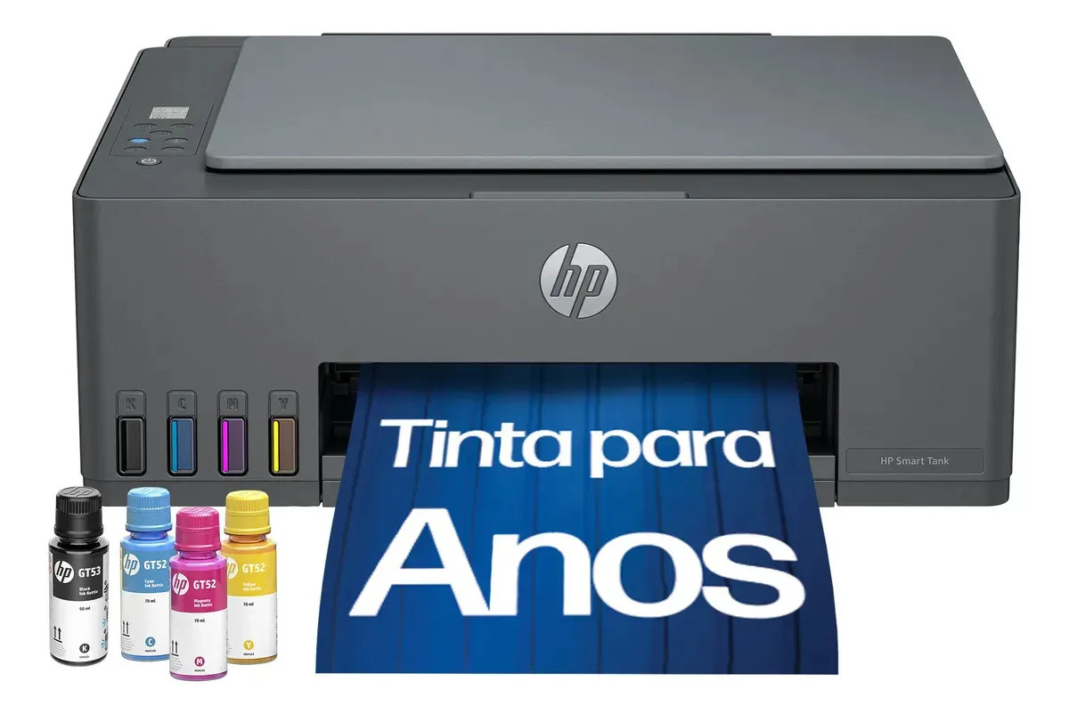 Impressora Multifuncional HP Smart Tank 584 Wi-Fi + Tanque de Tinta Colorida USB