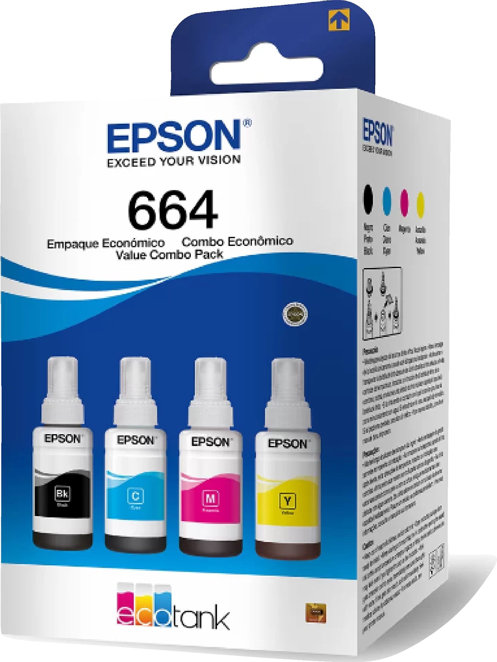 KIT GARRAFA DE TINTA T664-4P EPSON ORIGINAL NACIONAL