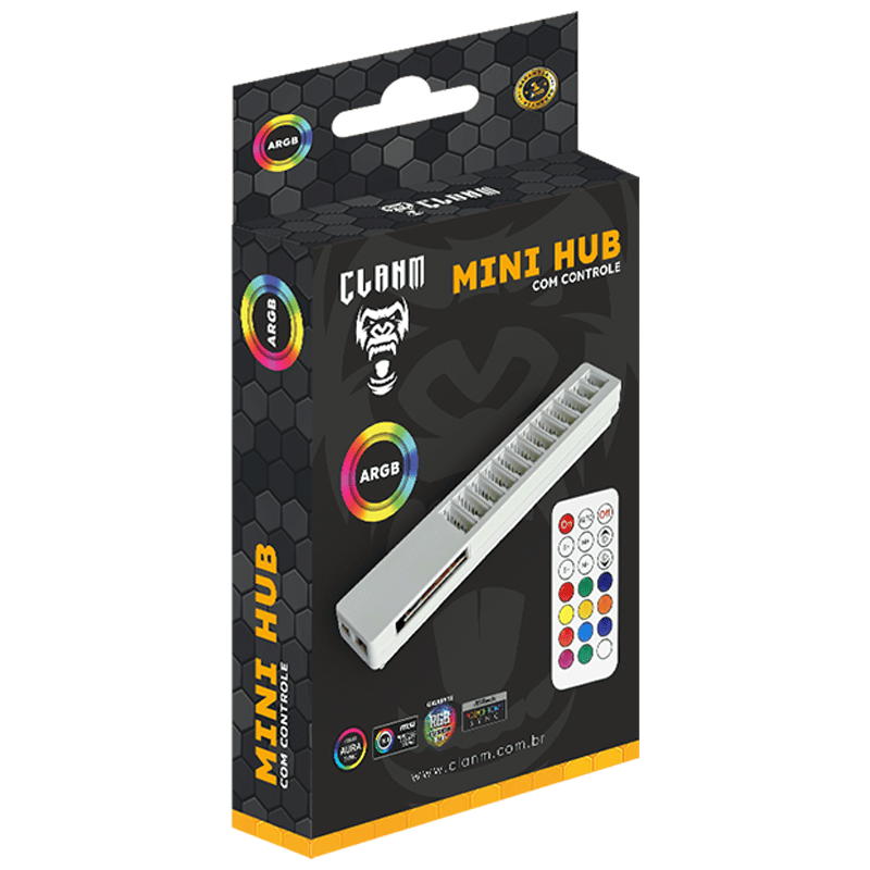 MINI HUB ARGB COM CONTROLE S/ CONEXAO PLACA MAE - CLANM