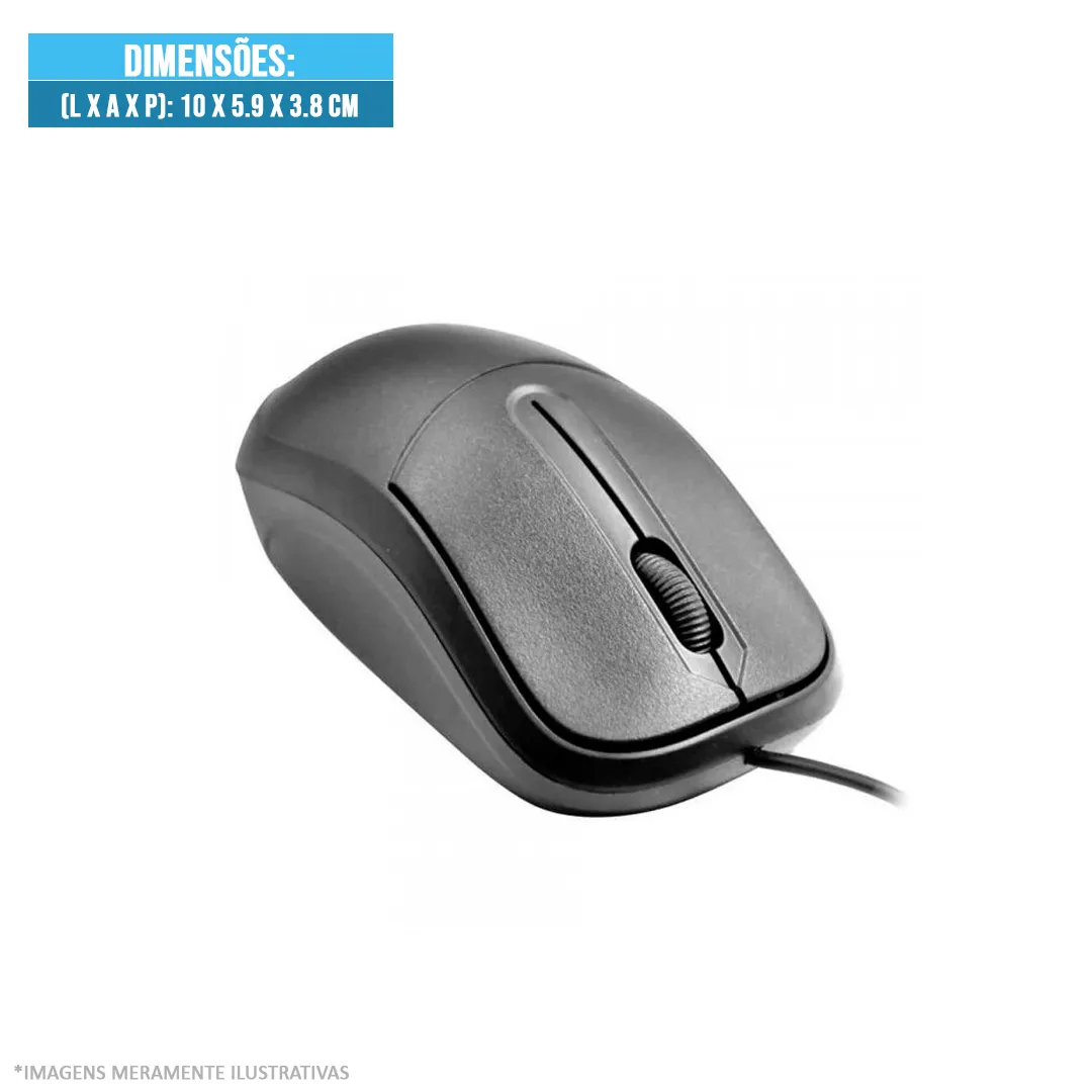 MOUSE USB MS-35BK 1000DPI PRETO - C3