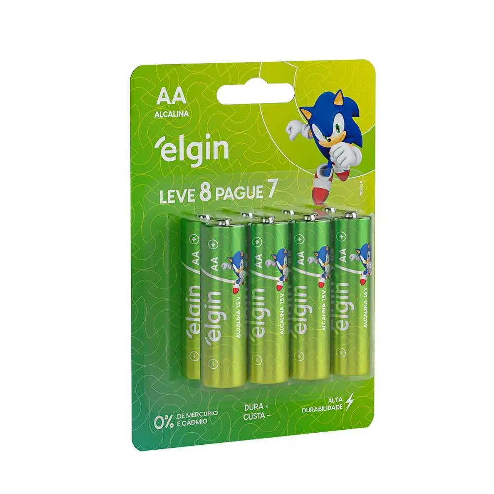 PILHA ALCALINA AA LR6 1.5V CAIXA C/ 8 ELGIN