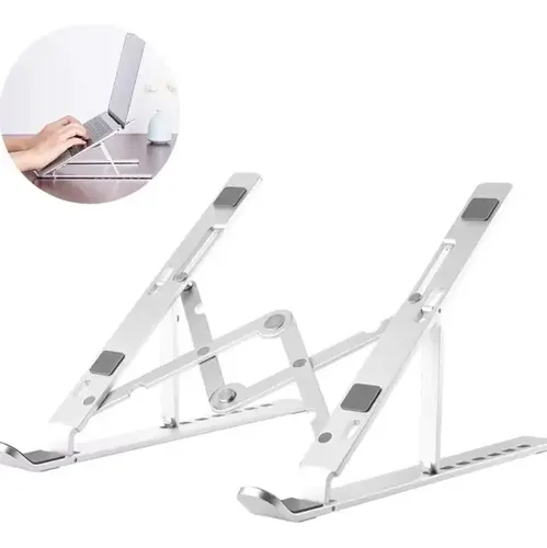 Suporte Apoio Base Ergonômico Regulável Aço Notebook/tablett Cor Prata