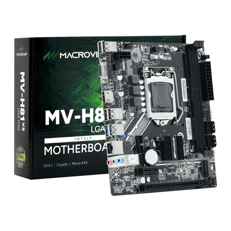 Placa Mãe Macrovip MV-H81V2 Socket LGA 1150 / VGA / DDR3