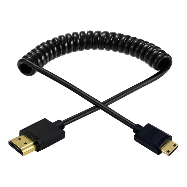 Cabo Câmera Monitor Mola Espiral Hdmi X Mini-hdmi 2.0 4k