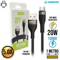 Cabo V8 2m Turbo 20W CB762V Kimaster - Preto