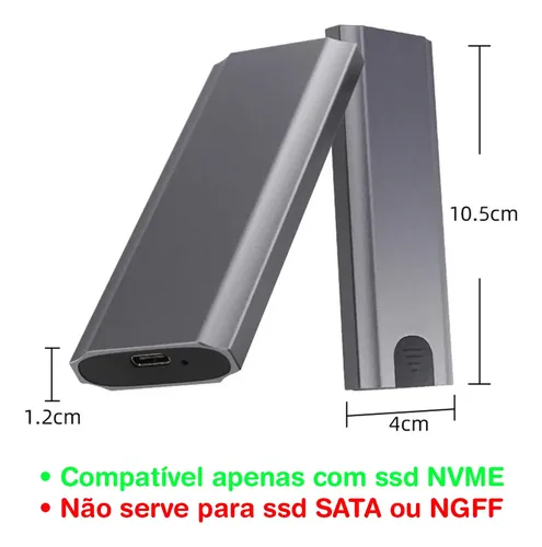 Case Para Ssd M.2 2280 Pcie Nvme M-key Usb Tipo-c E Usb 3.1